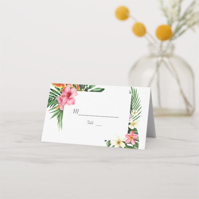 Lush Tropical Garden Blume Hochzeit Platzkarte (Rückseite)