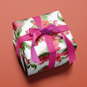 Lush Tropical Hawaiian Hibiskus Floral Botanicals Geschenkpapier