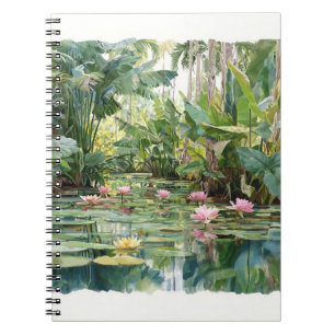 Lush Tropical Lily Pond Botanische Art Notebook Notizblock
