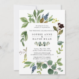 Lush Watercolor Greenerérie Geometric Frame Weddin Einladung
