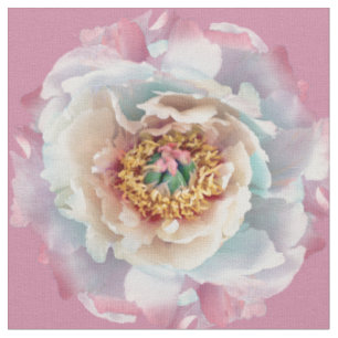 Lush White Peonies Pattern Stoff