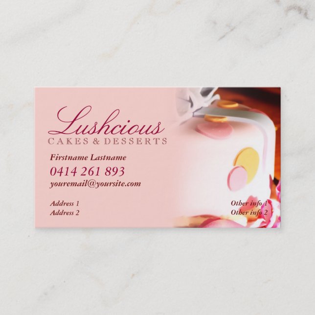 Lushcious Cake Business Cards Visitenkarte (Vorderseite)