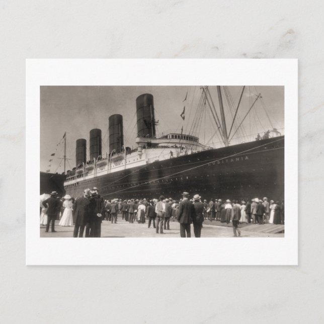 Lusitania Arrives New York City 1907 Postkarte (Vorderseite)
