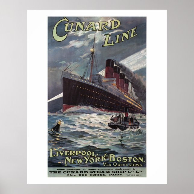 Lusitania - Dampfschiff-Poster der Vinatge Cunard  Poster (Vorne)