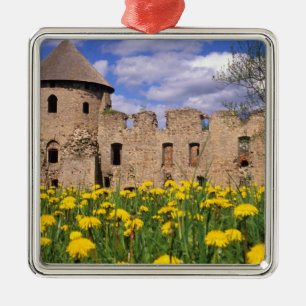 Lüster umgeben das Schloss Cesis im Zentrum Ornament Aus Metall