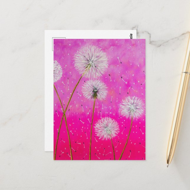 Lüsterne Abstrakte Malerei, rosa Blume Art Postkarte (Vorderseite/Rückseite Beispiel)