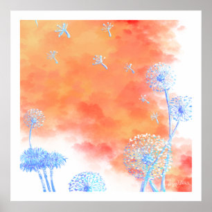Lüsternuhren gegen Korallenorangewolken Canva Poster