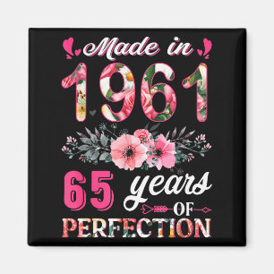 Lustig 65 Jahre alt Hergestellt in 1961 Floral 65. Magnet