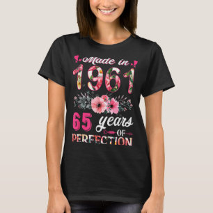 Lustig 65 Jahre alt Hergestellt in 1961 Floral 65. T-Shirt