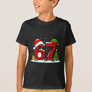 Lustig 67 Meme Sechs Sieben Weihnachten Büffel Rot T-Shirt