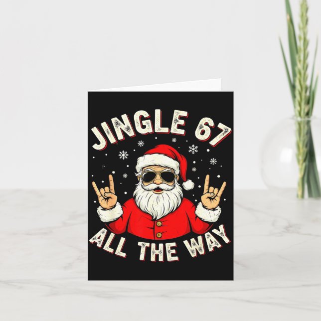 Lustig 67 Rock On Santa Six Seven Trendy Meme Holi Karte (Vorderseite)