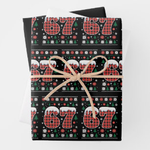 Lustig 67 Sechs Sieben Meme Cringe Weihnachten Rot Geschenkpapier Set