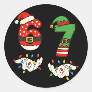 Lustig 67 Six Seven Meme Paar passend Weihnachten Runder Aufkleber