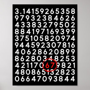 Lustig 67 Tag 3.14 Zahl sechs sieben Meme Mathe Poster