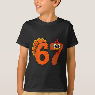 Lustig 6 7 Sechs Sieben Meme Erntedankfest Truthah T-Shirt