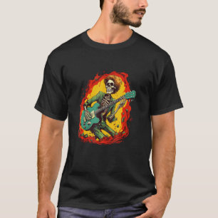 Lustig aussehendes Skelett mit Gitarre zum Verbren T-Shirt