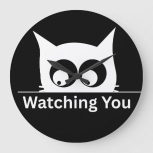 Lustig beim Beobachten deiner Katze süß minimal Große Wanduhr