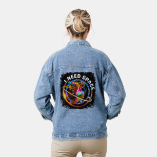 LUSTIG BRAUCHE WELTRAUM ASTRONAUT GALAXIE JEANSJACKE