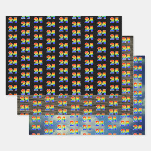 Lustig, Bunt, Regenbogenspektrum Muster 24 Ereigni Geschenkpapier Set
