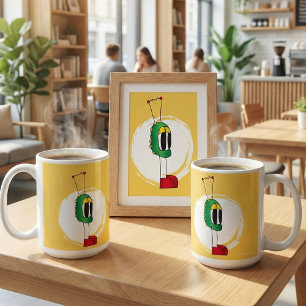 Lustig, Bunt, Skurril, Cartoonfigur Kaffeetasse