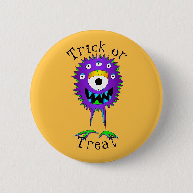 Lustig, Cartoon-Monster, Halloween "Süßes oder Sau Button (Vorderseite)