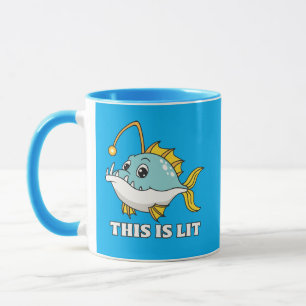 Lustig Das ist Lit Anglerfish Wortspiel Cartoon Ka Tasse