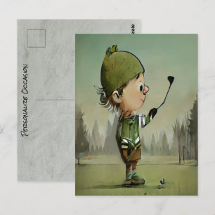 Lustig, dich auf dem Golfplatz zu treffen. Vier Fe Postkarte