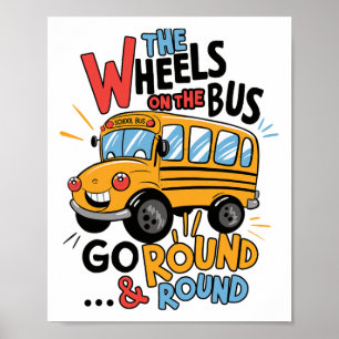 Lustig Die Räder Auf Dem Bus Kleinkinder Zurück Zu Poster