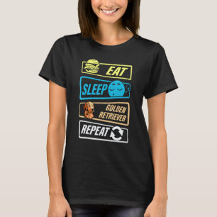 Lustig Essen Schlafen Golden Retriever Wiederholen T-Shirt