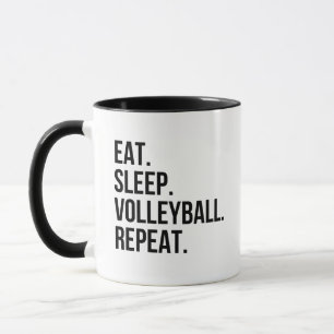 Lustig Essen Schlafen Volleyball Wiederholen Tasse