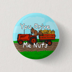 Lustig fahren Sie mich Nuts Eichhörnchen-Wortspie Button
