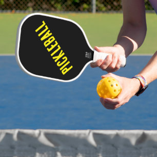 Lustig fett 90er hellgelber Diagonalt Text auf Sch Pickleball Schläger