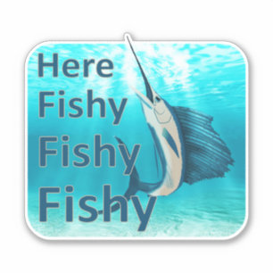 Lustig fischen Sie hier fischartigen fischartigen Aufkleber
