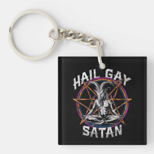Lustig Grüß Gay Satan LGBT Goth Gay Pride Baphomet Schlüsselanhänger