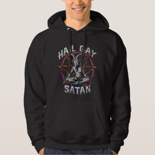 Lustig Hail Gay Satan LGBT Goth Gay Pride Baphomet Hoodie