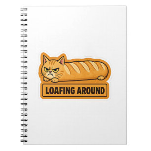 Lustig herumlungernde Katzenbrot-Notizbuch Notizblock