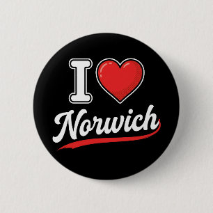 Lustig I Love Norwich Retro-Touristen-Reise-Grafik Button