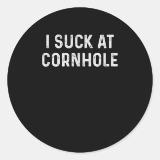 Lustig ich bin Schlecht beim Cornhole-Bohnenbeutel Runder Aufkleber