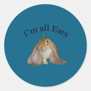 Lustig ich höre zu Hase Witz-Hase Runder Aufkleber