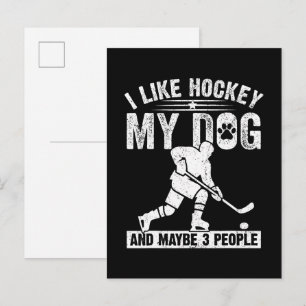 Lustig, ich mag Hockey, meinen Hund und vielleicht Ankündigungspostkarte