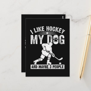 Lustig, ich mag Hockey, meinen Hund und vielleicht Postkarte