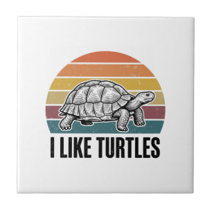 Lustig Ich mag Schildkröten Vintage Gravur T-Shirt Fliese