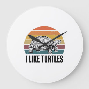 Lustig Ich mag Schildkröten Vintage Gravur T-Shirt Große Wanduhr