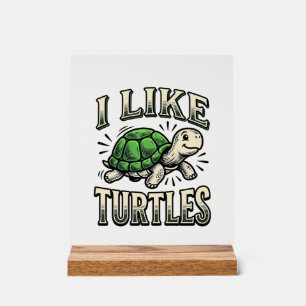 Lustig Ich mag Schildkröten Vintage-Schildkröte-Sh Acrylschild