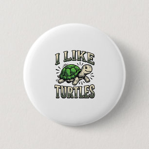 Lustig Ich mag Schildkröten Vintage-Schildkröten-S Button
