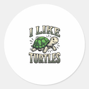 Lustig Ich mag Schildkröten Vintage-Schildkröten-S Runder Aufkleber