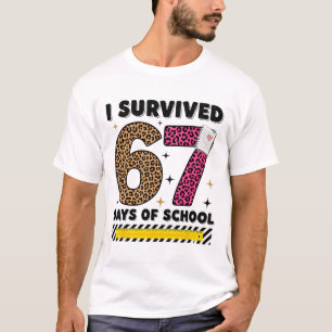 Lustig, ich überlebte 67 Tage Schul Leopard Lehrer T-Shirt