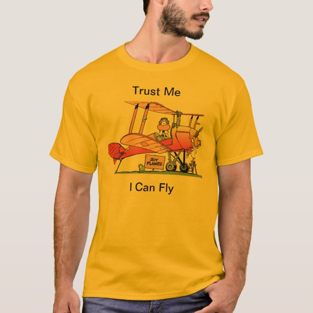 Lustig kann ich Cartoon fliegen T-Shirt (Vorderseite)