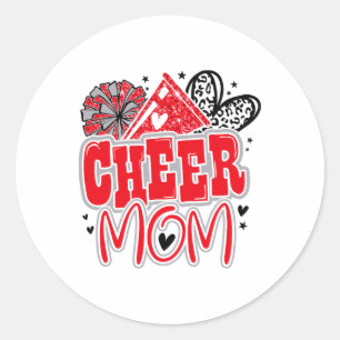 Lustig Laut Stolz Jubel Mama Cheerleading Rot B Runder Aufkleber