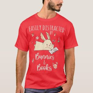 Lustig Leicht abgelenkt durch Kaninchen und Bücher T-Shirt